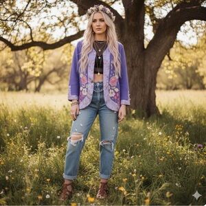 NWT Storybook Knits Flowers in the Temple Cardigan M Buddha Buttons Grandmacore